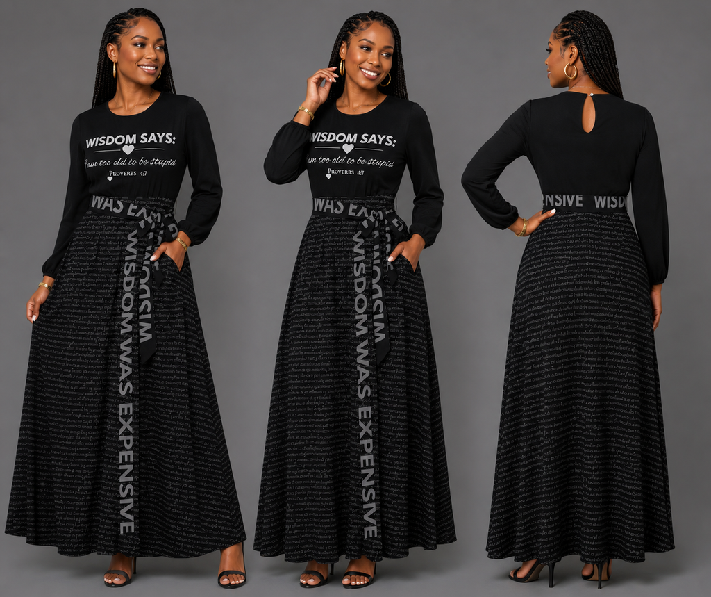 Mature Saints Hidden Scripture Maxi Dress Black