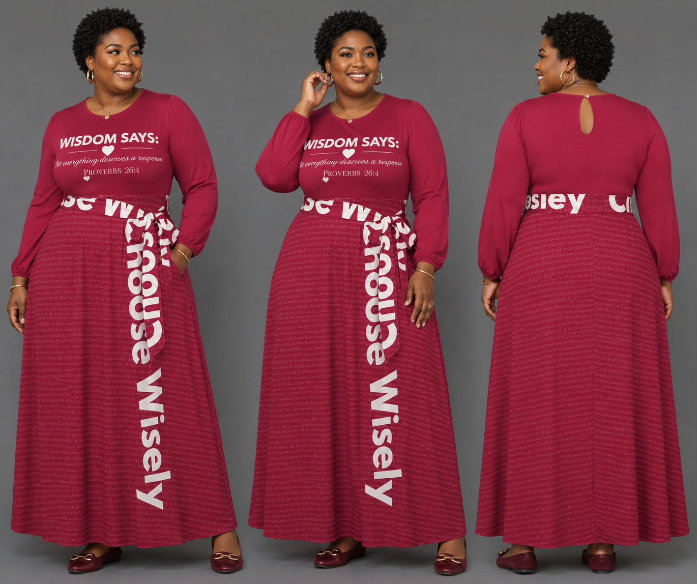 Mature Saints Hidden Scripture Maxi Dress (Red)